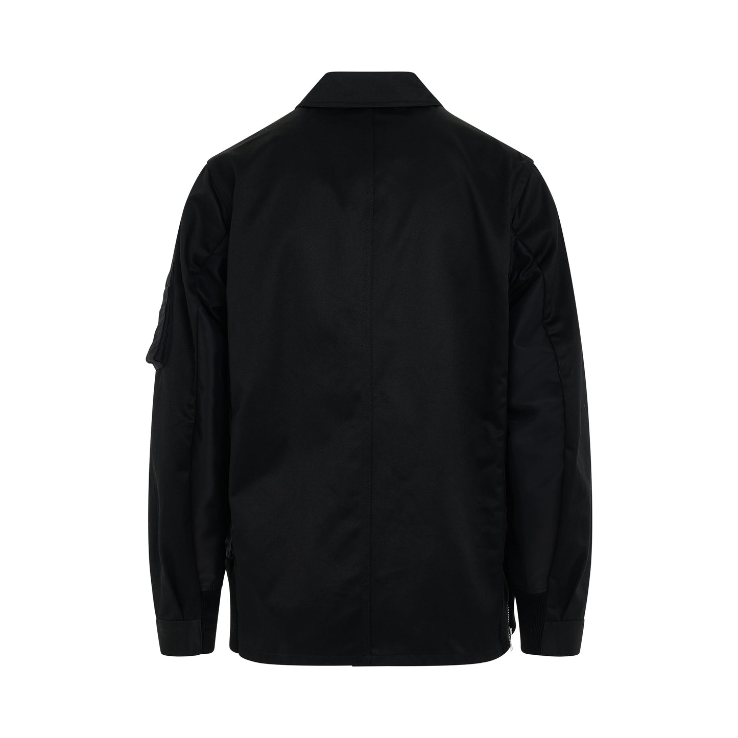 Cotton Chino x Nylon Twill Jacket in Black