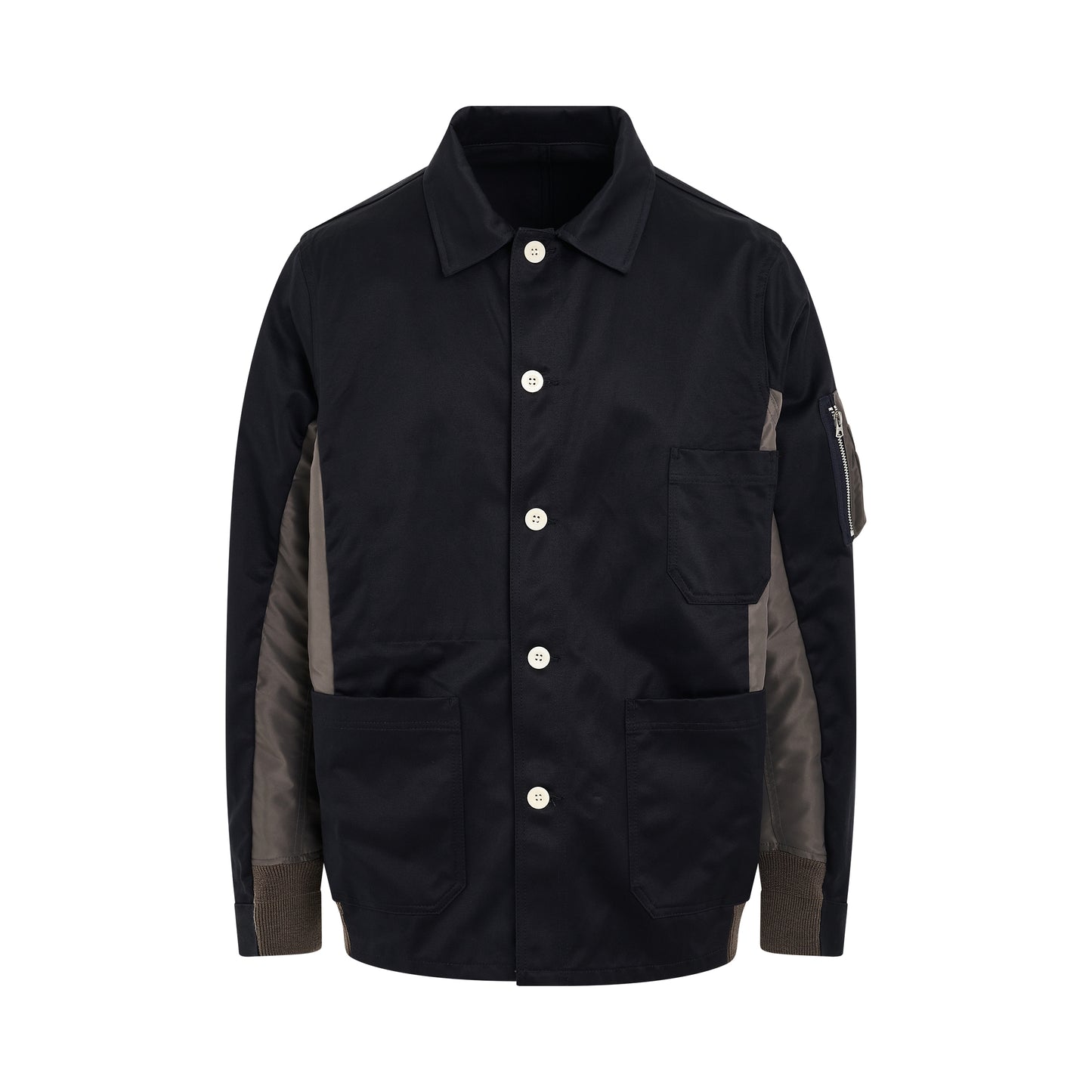 Cotton Chino x Nylon Twill Jacket Navy/Taupe