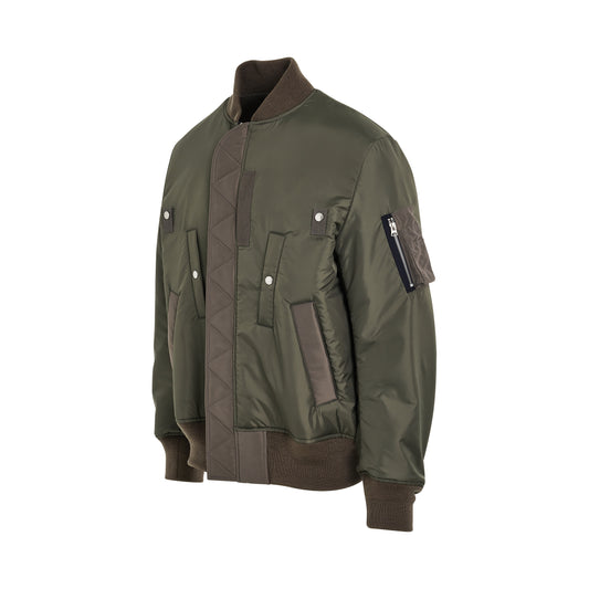 Men Nylon Twill Blouson in Khaki