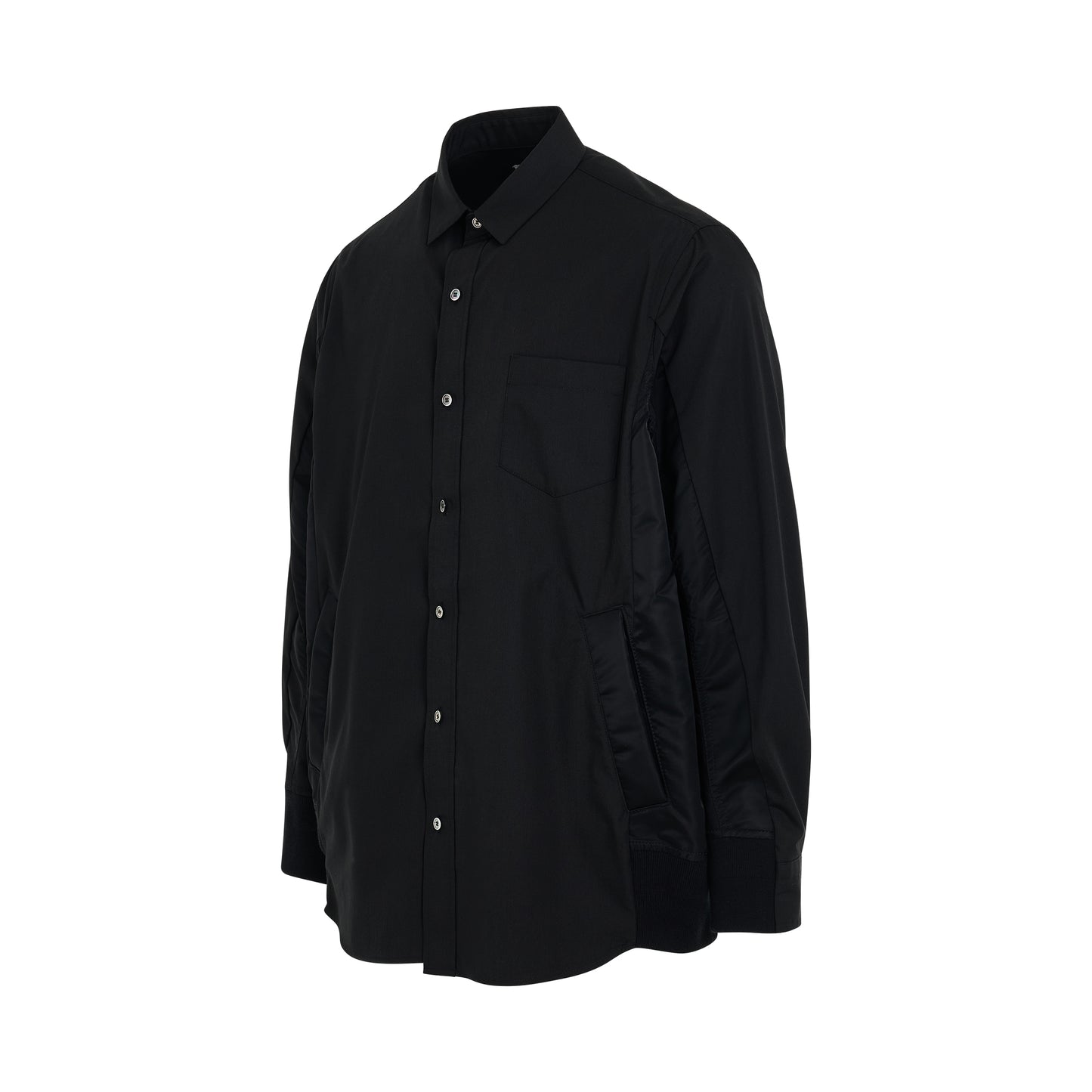 Cotton x Nylon Mix Shirt in Black