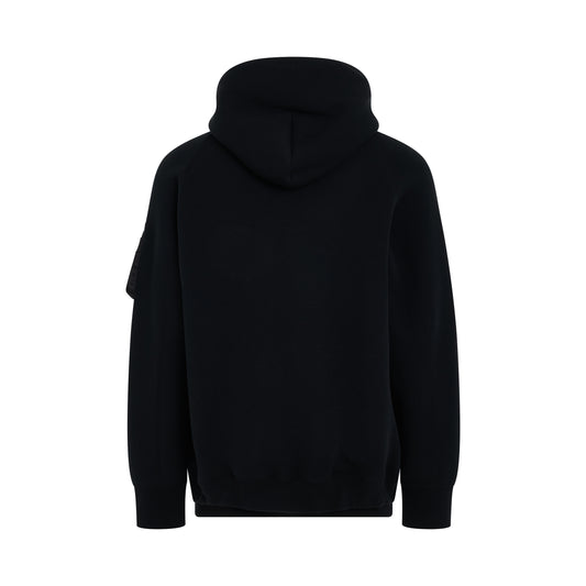 Sponge Sweat x Nylon Twill Zip Hoodie in Black