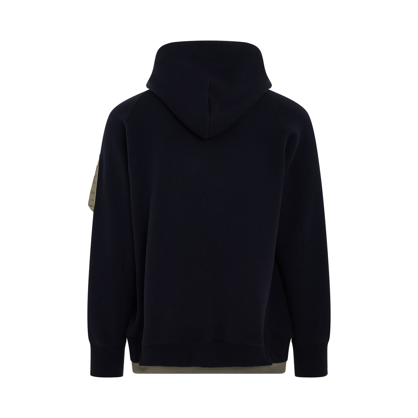 Sponge Sweat x Nylon Twill Zip Hoodie in Navy