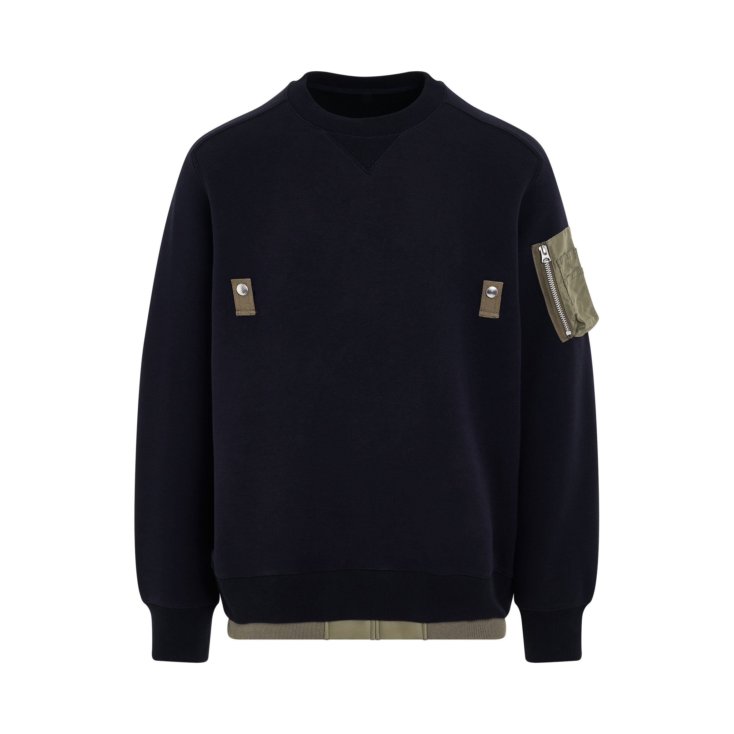 Sponge Sweat x Nylon Twill Sweatshirt in Navy