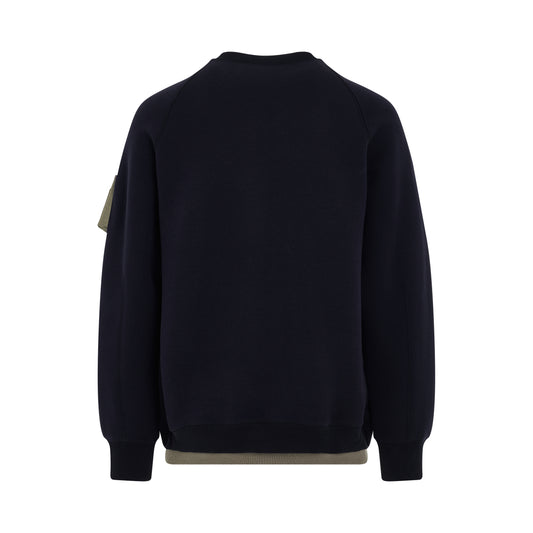 Sponge Sweat x Nylon Twill Sweatshirt in Navy