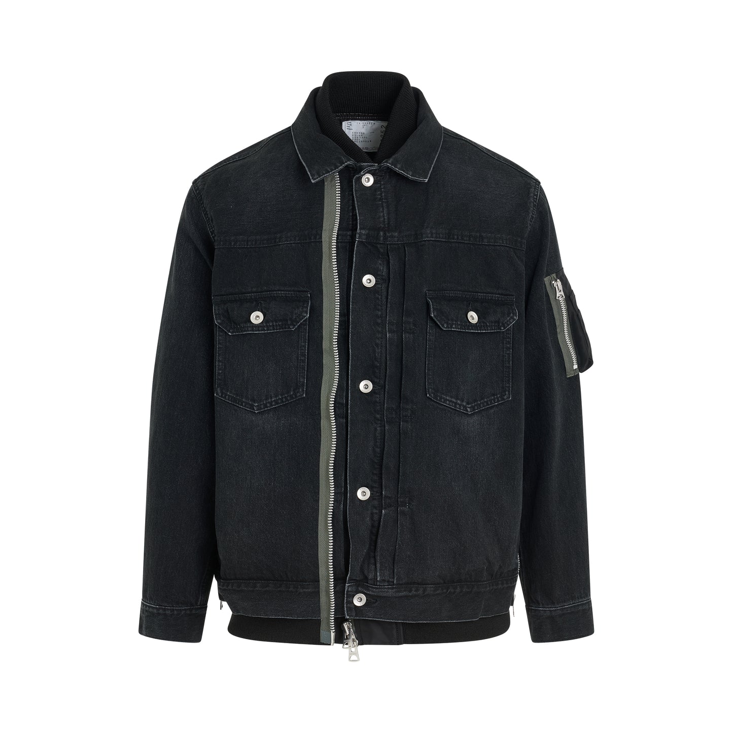 Layered Denim Blouson in Black