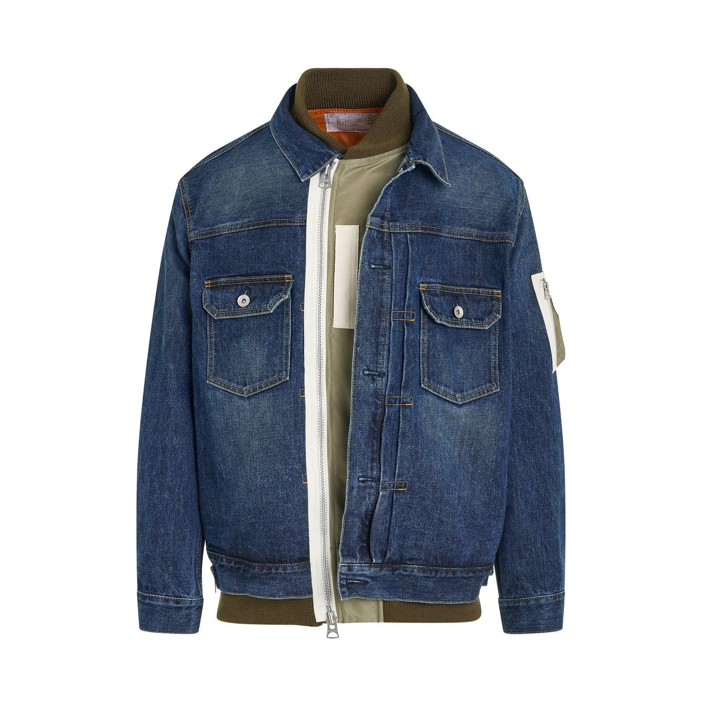 Layered Denim Blouson in Blue