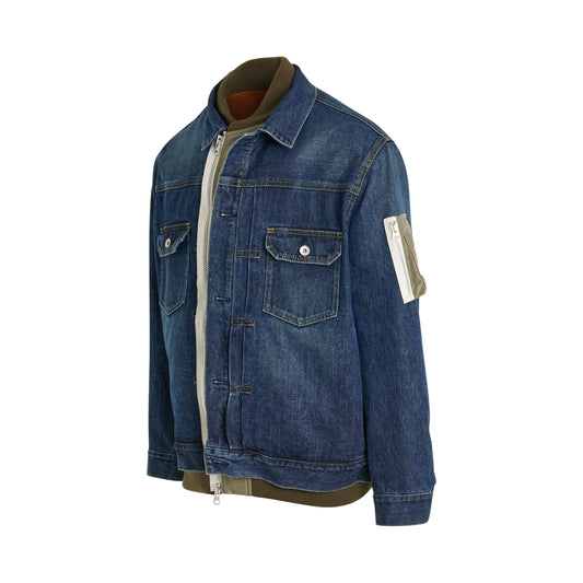 Layered Denim Blouson in Blue