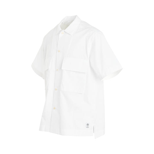 Thomas Mason Cotton Poplin Short Sleeve Shirt in Off White