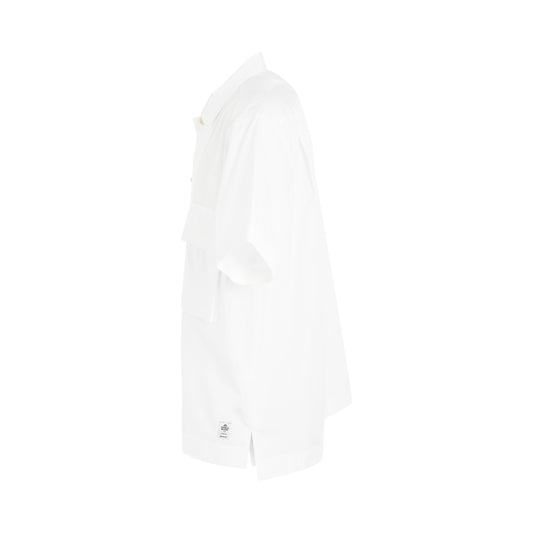 Thomas Mason Cotton Poplin Short Sleeve Shirt in Off White