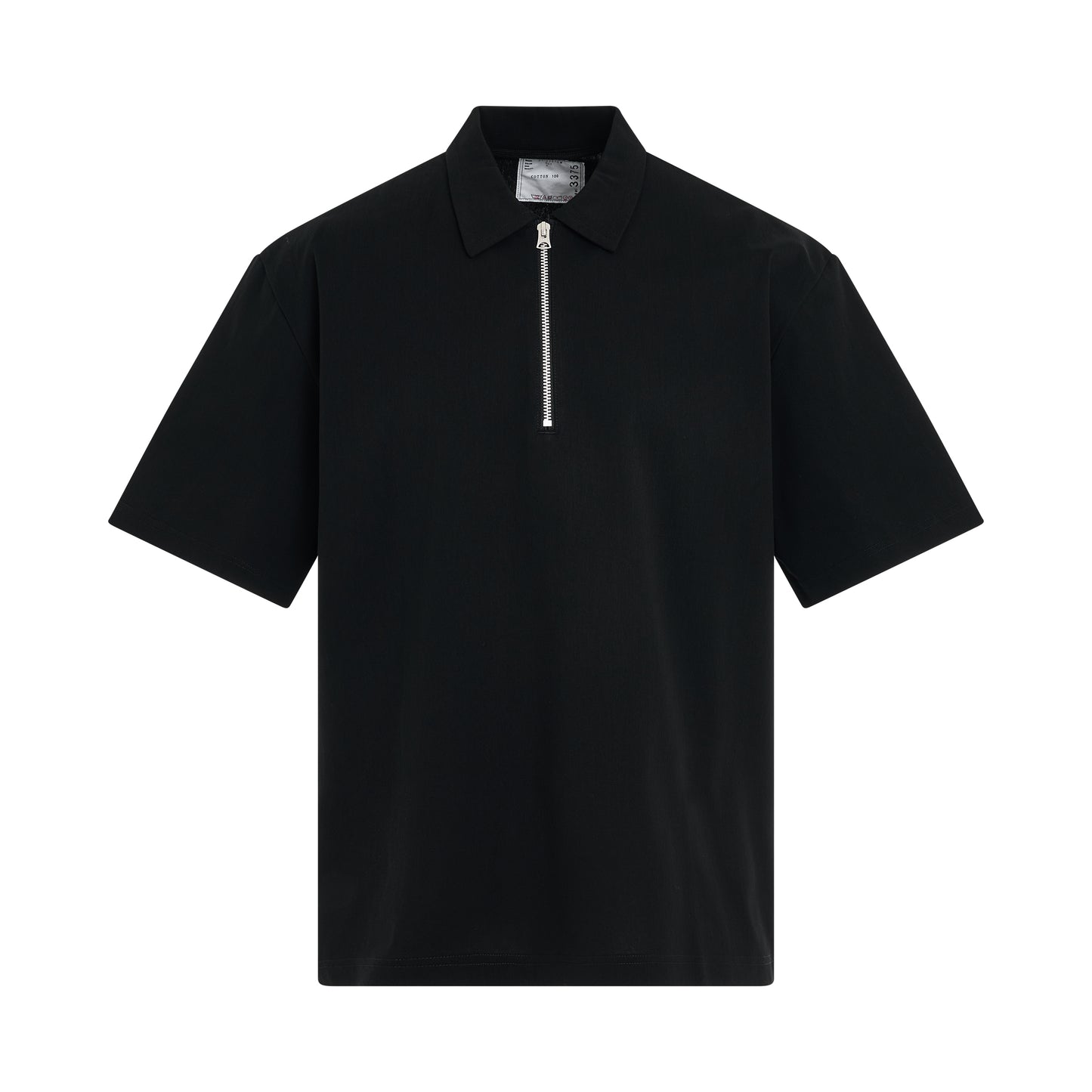 Quarter Zip Polo Shirt in Black
