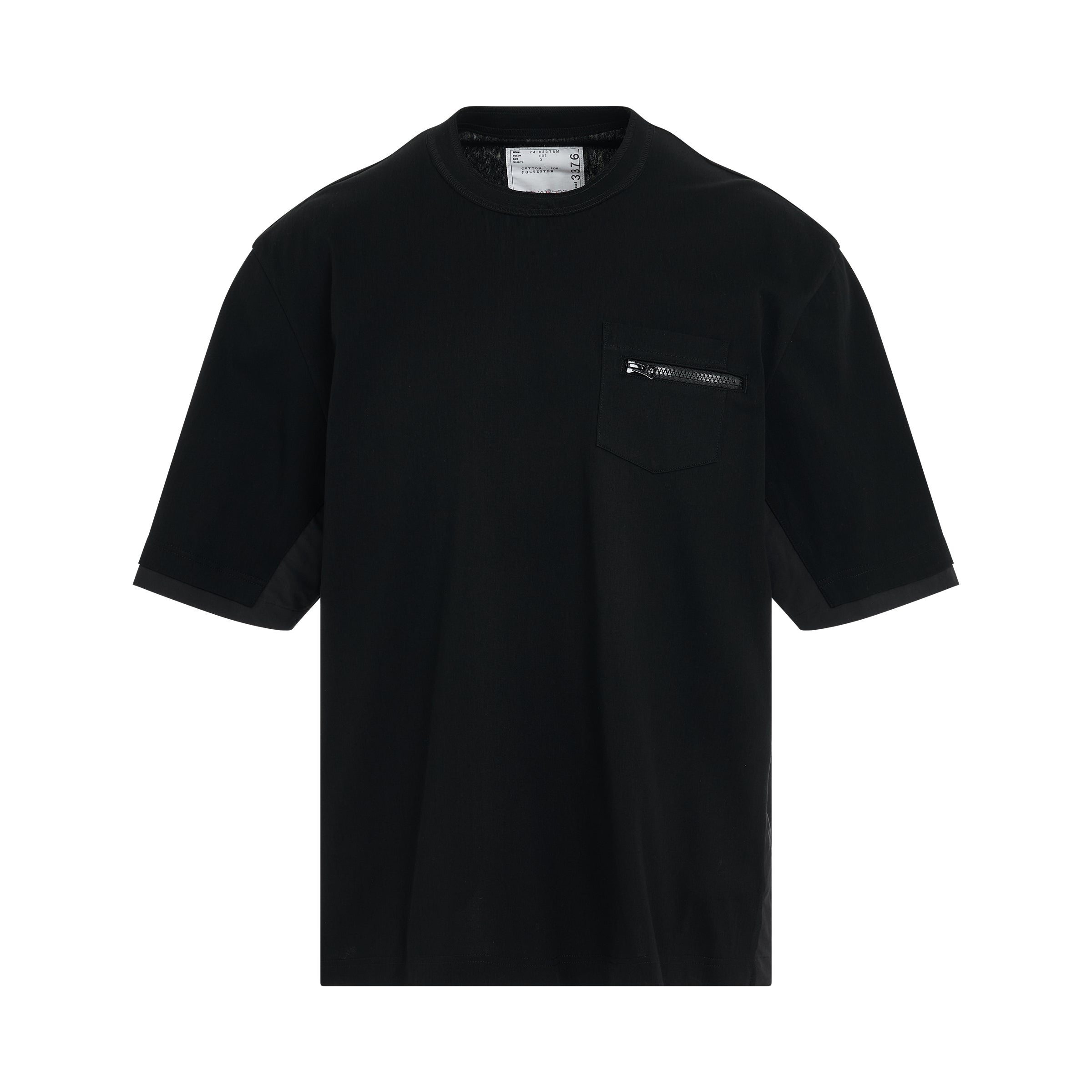 Layered Cotton Jersey T-Shirt in Black