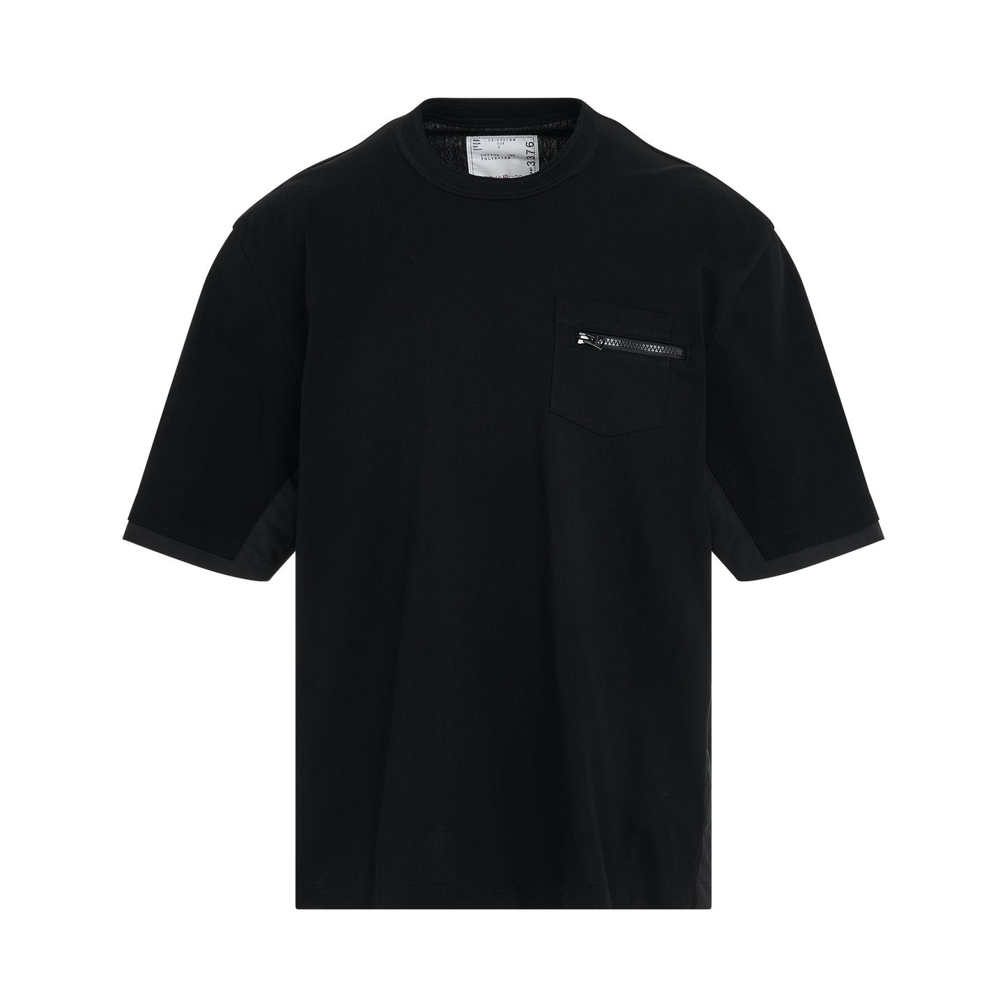 Layered Cotton Jersey T-Shirt in Black