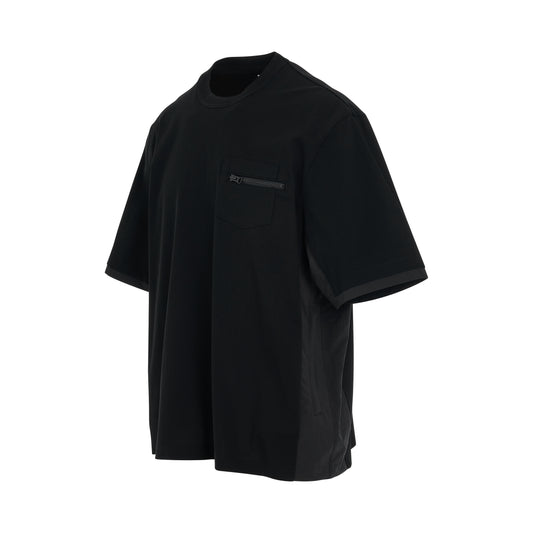 Layered Cotton Jersey T-Shirt in Black