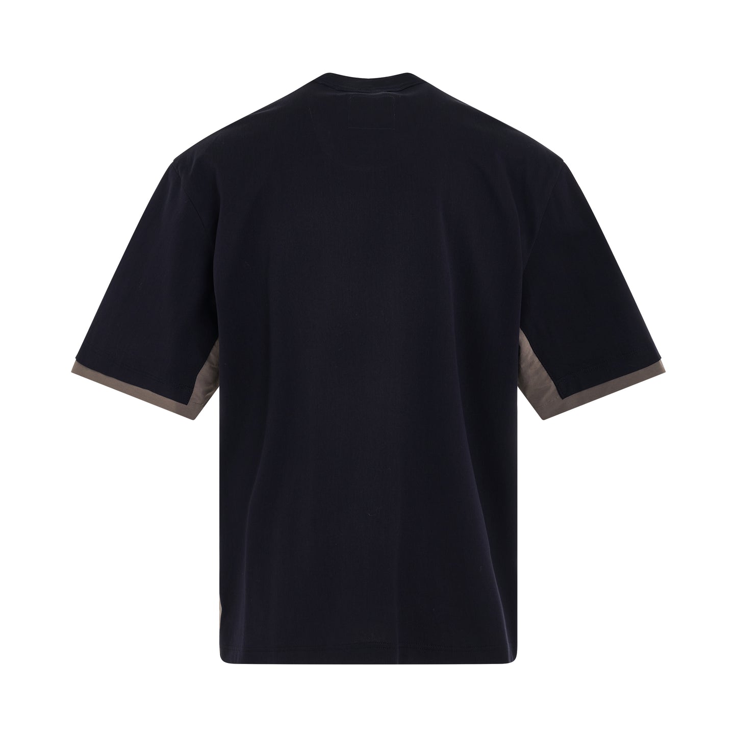 Layered Cotton Jersey T-Shirt in Navy/Taupe