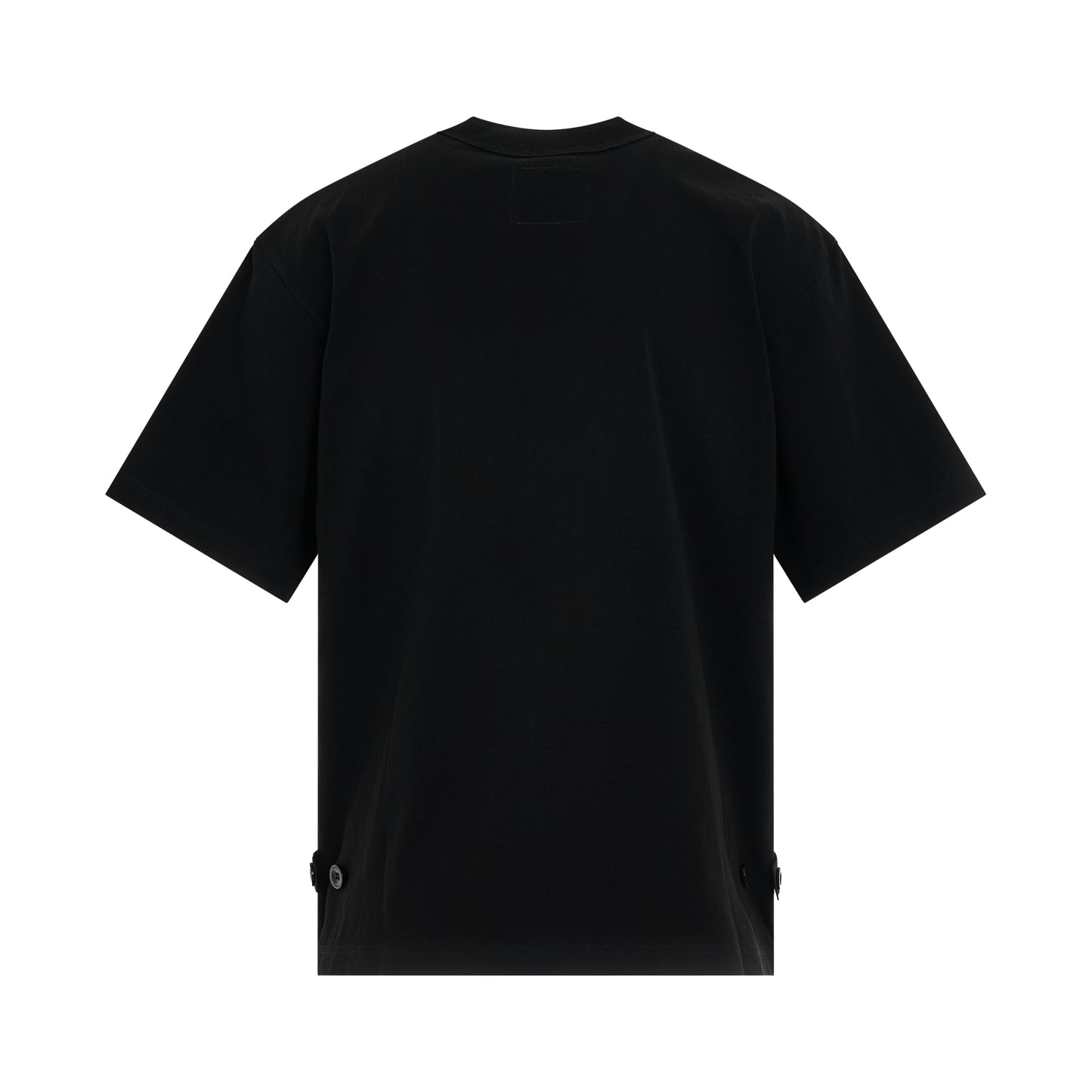 Side Zip Cotton Jersey T-Shirt in Black