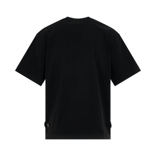 Side Zip Cotton Jersey T-Shirt in Black