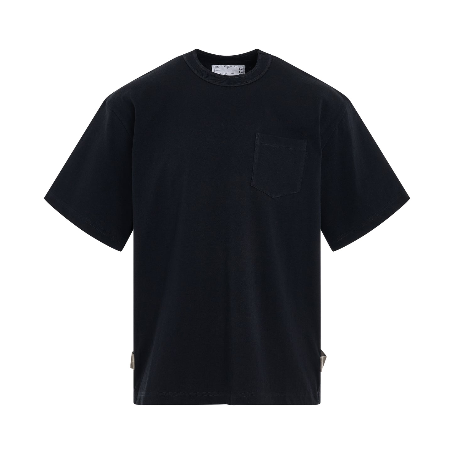 Side Zip Cotton Jersey T-Shirt in Navy