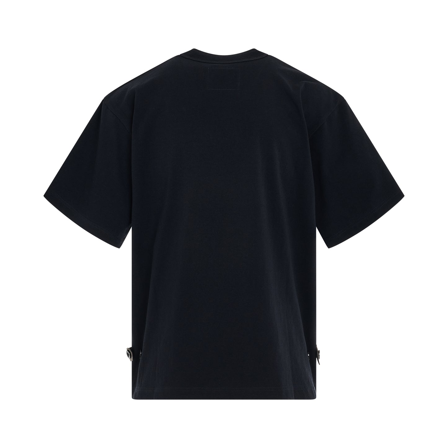 Side Zip Cotton Jersey T-Shirt in Navy