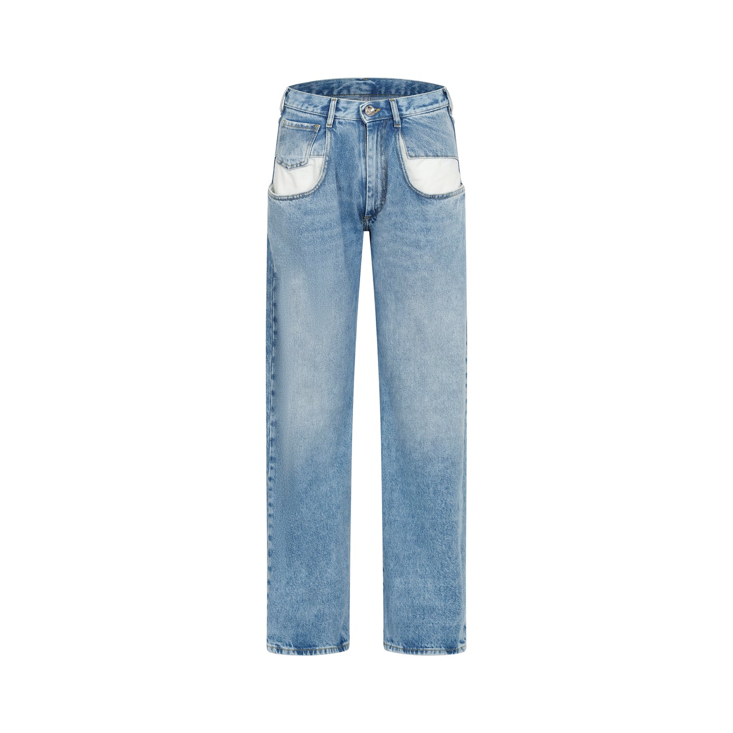 Straight Jeans with Contrasted Pockets