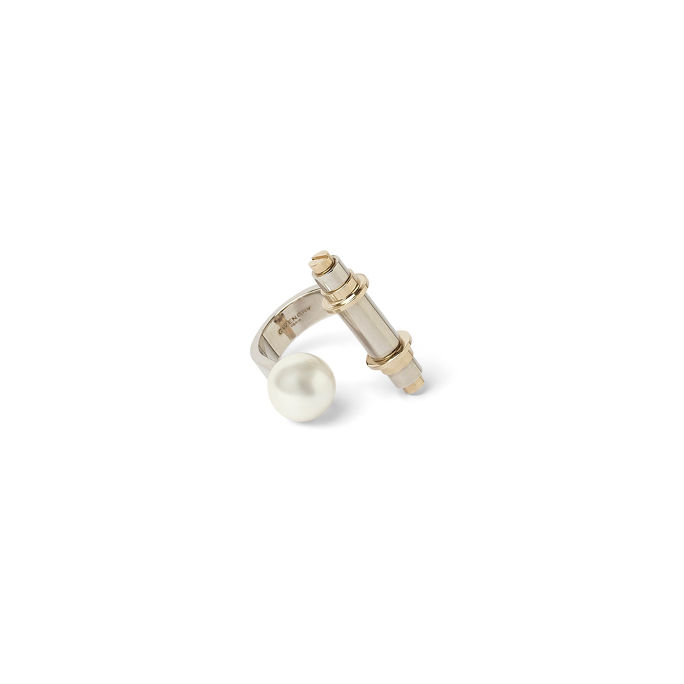 Obsedian Pearl Ring in Silver