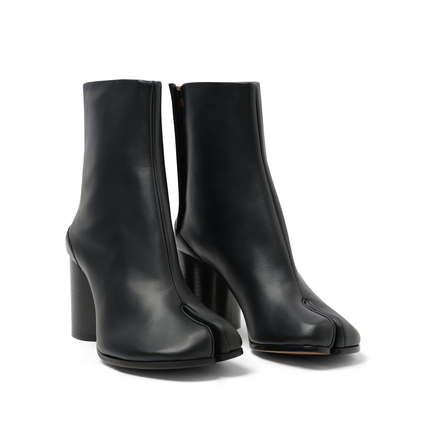 Tabi Leather Boots 8cm Heel in Black