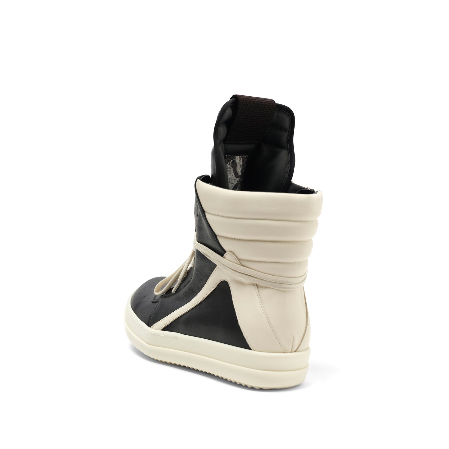 Full Grain Calf Leather Geobasket in Black/Milk