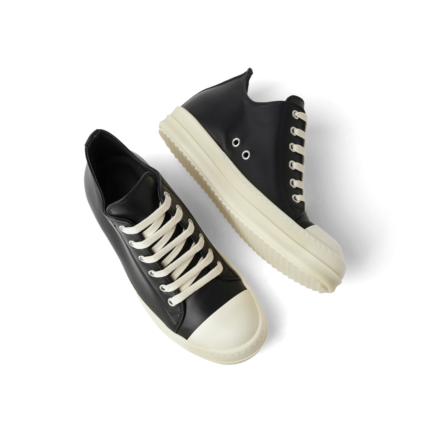 Full Grain Calf Low Sneaker in Black/Milk