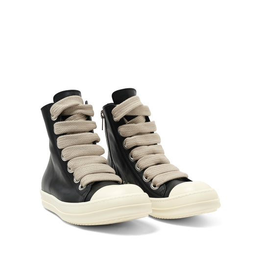 Full Grain Leather Jumbolaced Sneaker in Black/Pearl/Milk