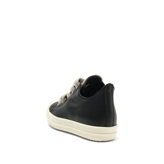 Full Grain Leather Jumbolaced Low Sneaker in Black/Pearl/Milk