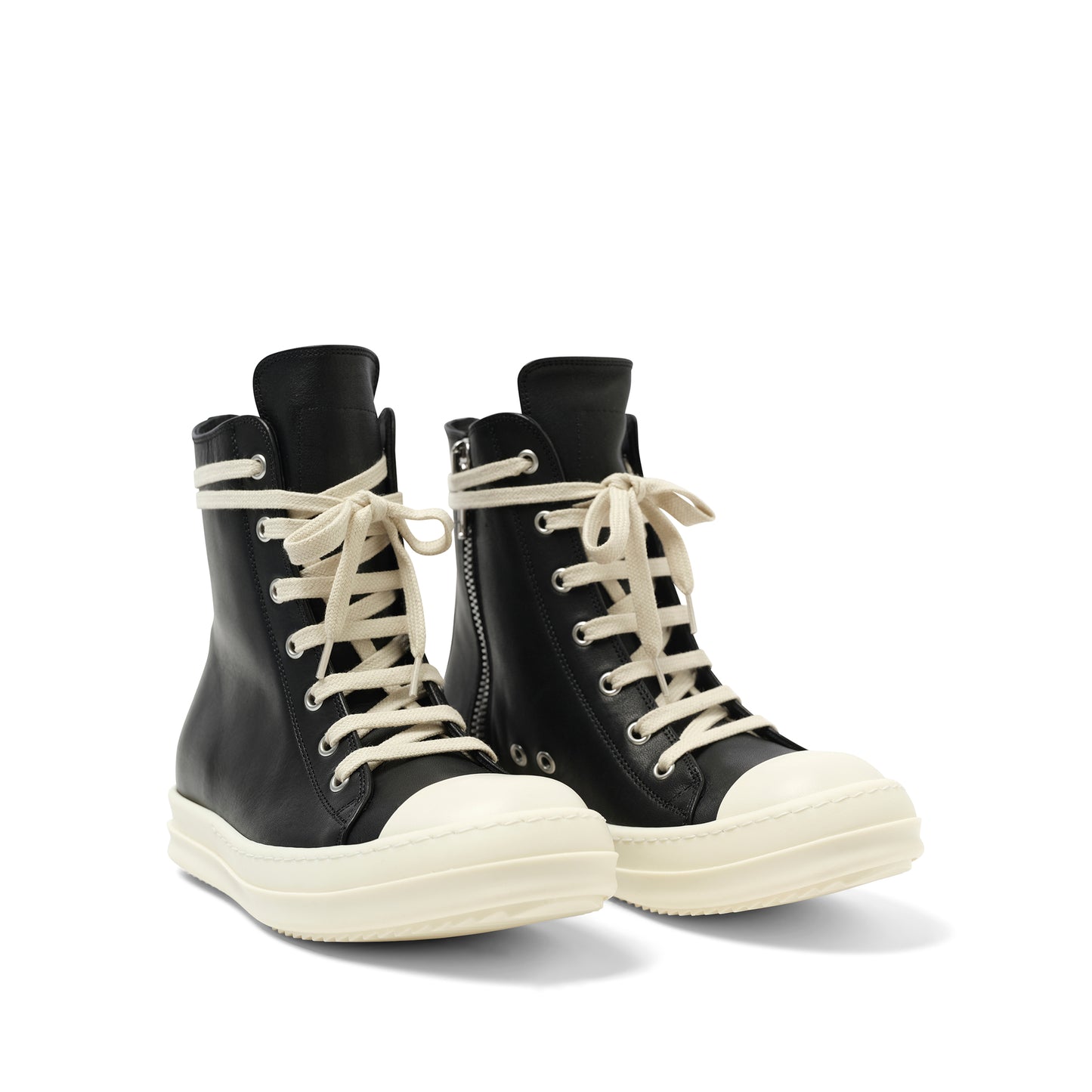 Washed Calf Sneaker in Black/Milk