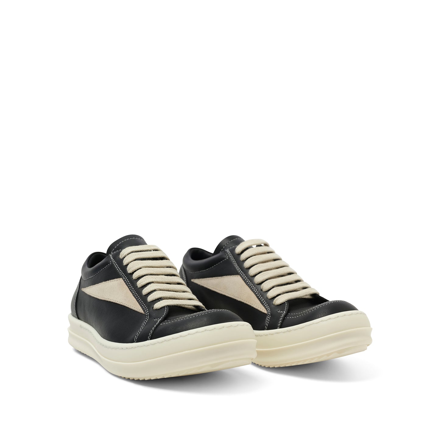 Full Grain Leather Vintage Sneaker in Black/Milk