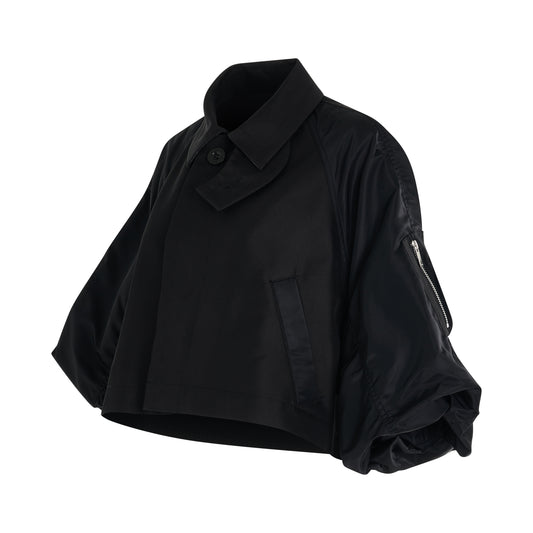 Cotton Gabardine x Nylon Twill Jacket in Black