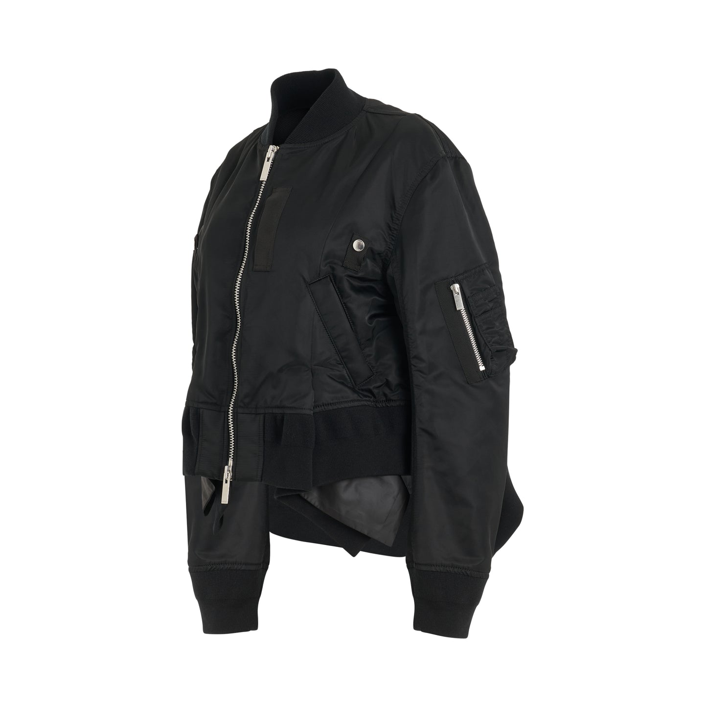 Nylon Twill MA-1 Jacket in Black