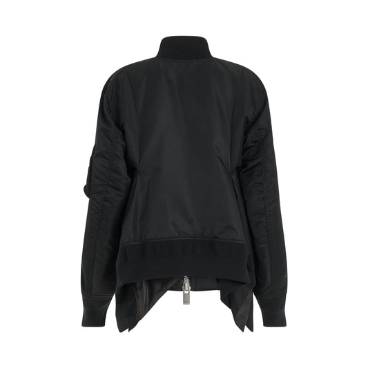 Nylon Twill MA-1 Jacket in Black