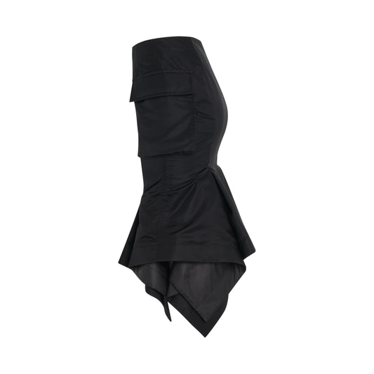 Nylon Twill Trumpet Skirt in Black