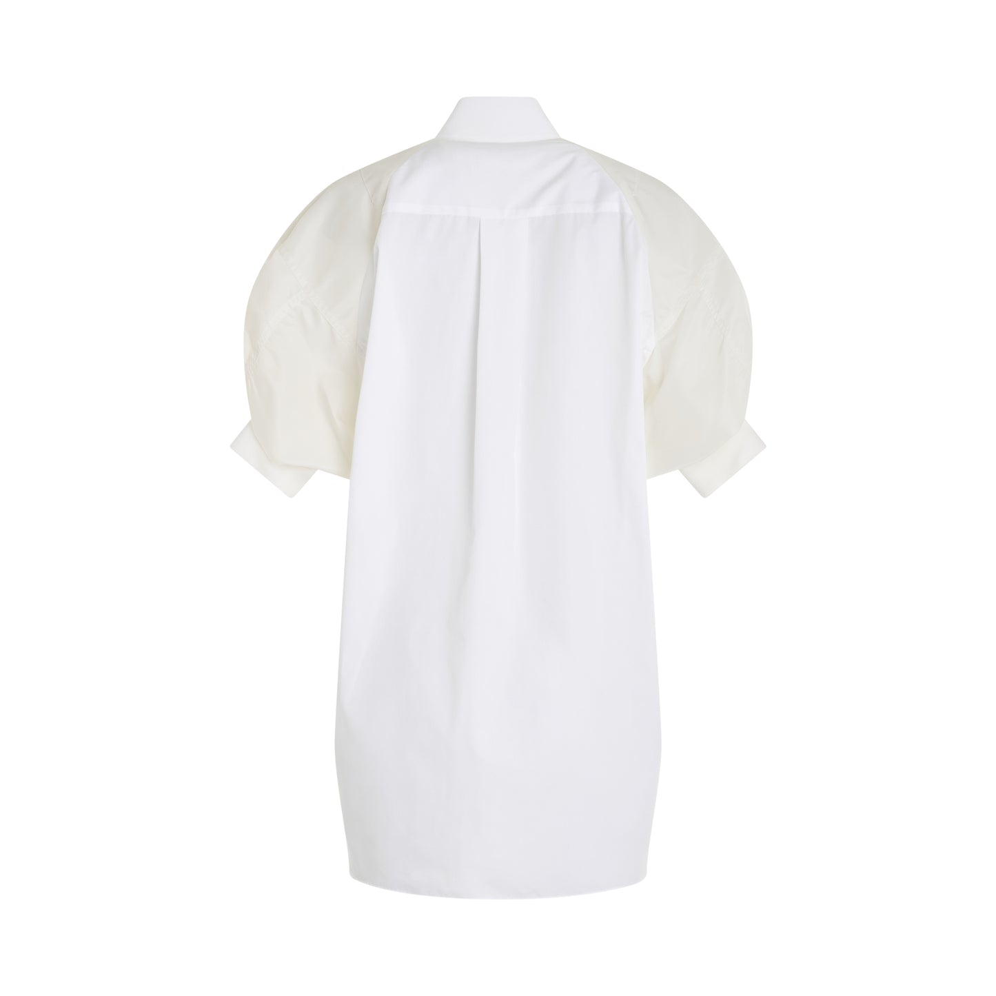 Cotton Poplin x Nylon Twill Dress in Off White