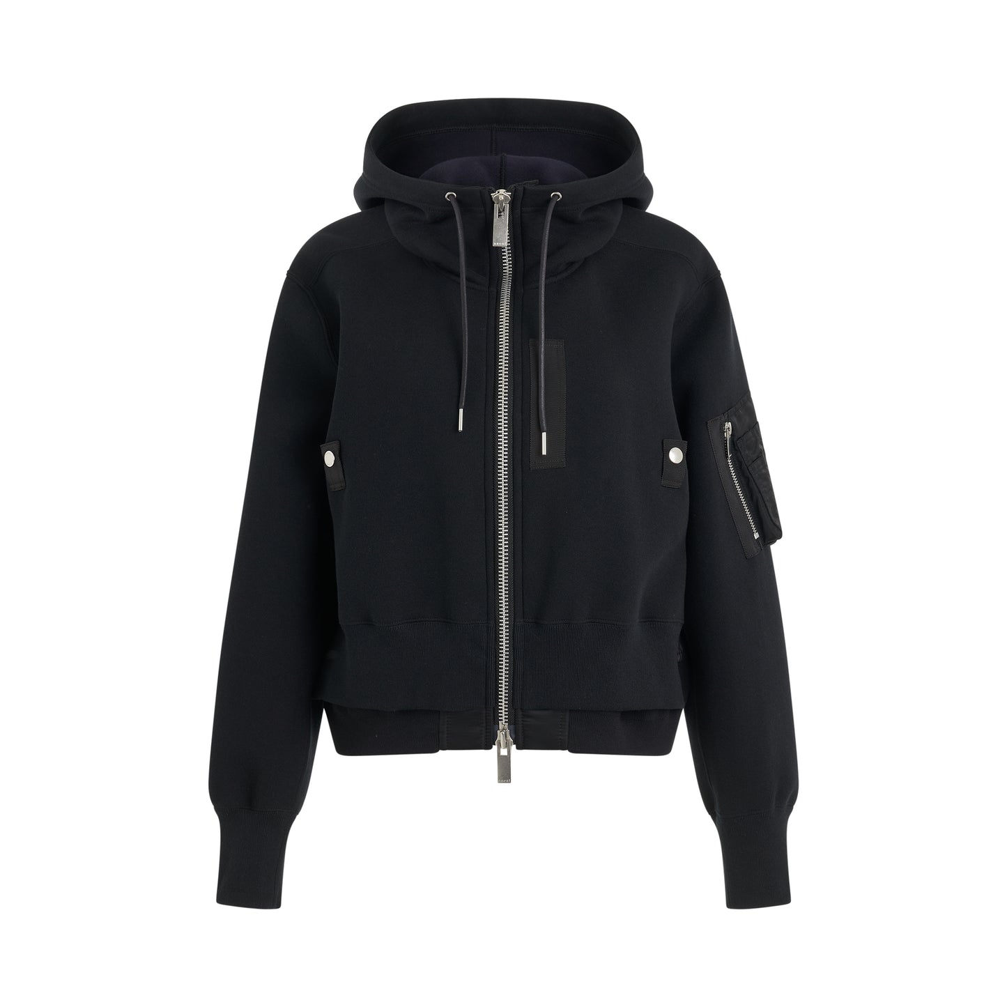 Sponge x Nylon Mix Zipped Hoodie in Black