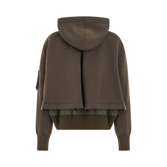 Sponge x Nylon Mix Zipped Hoodie in Taupe