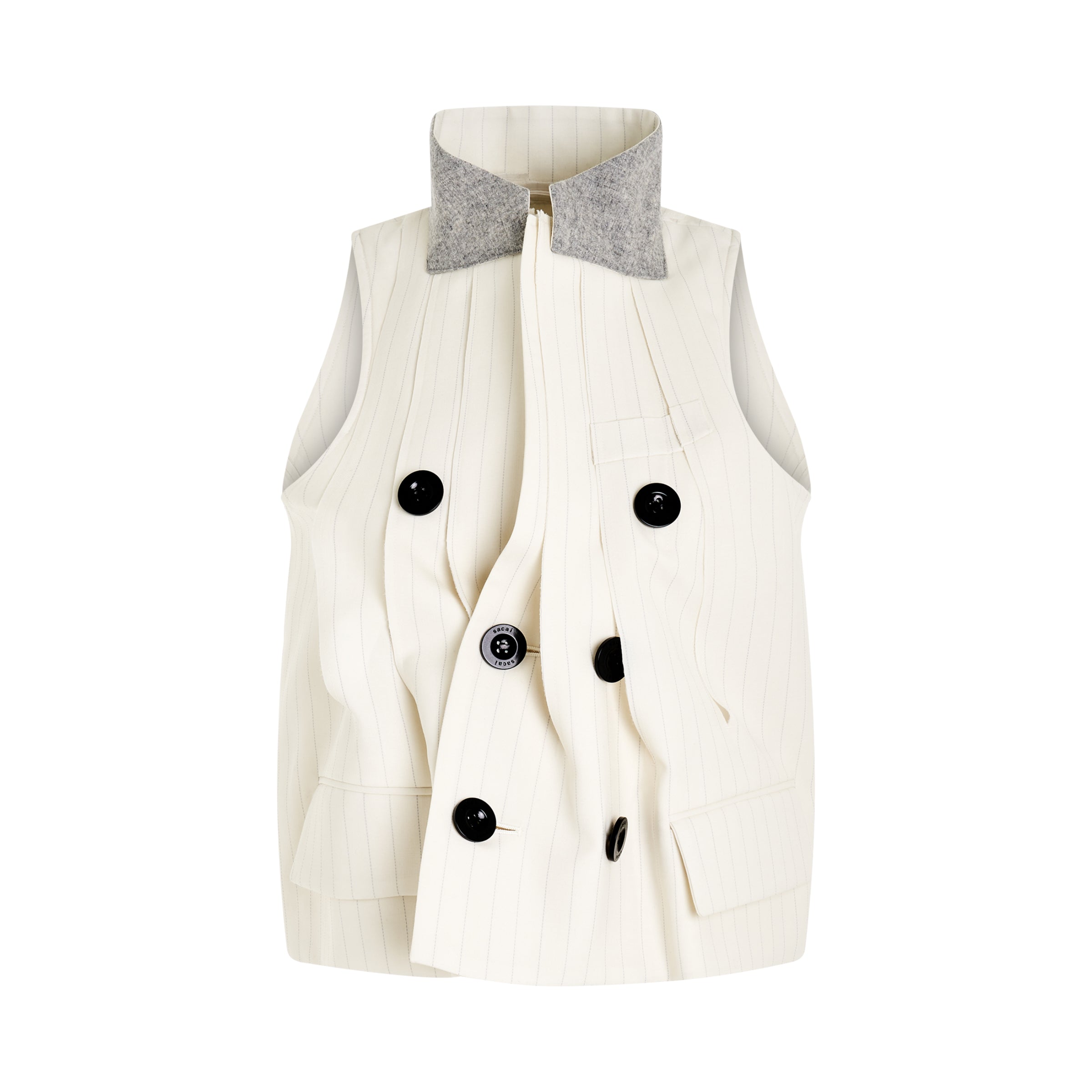 Chalk Stripe Vest in Off White