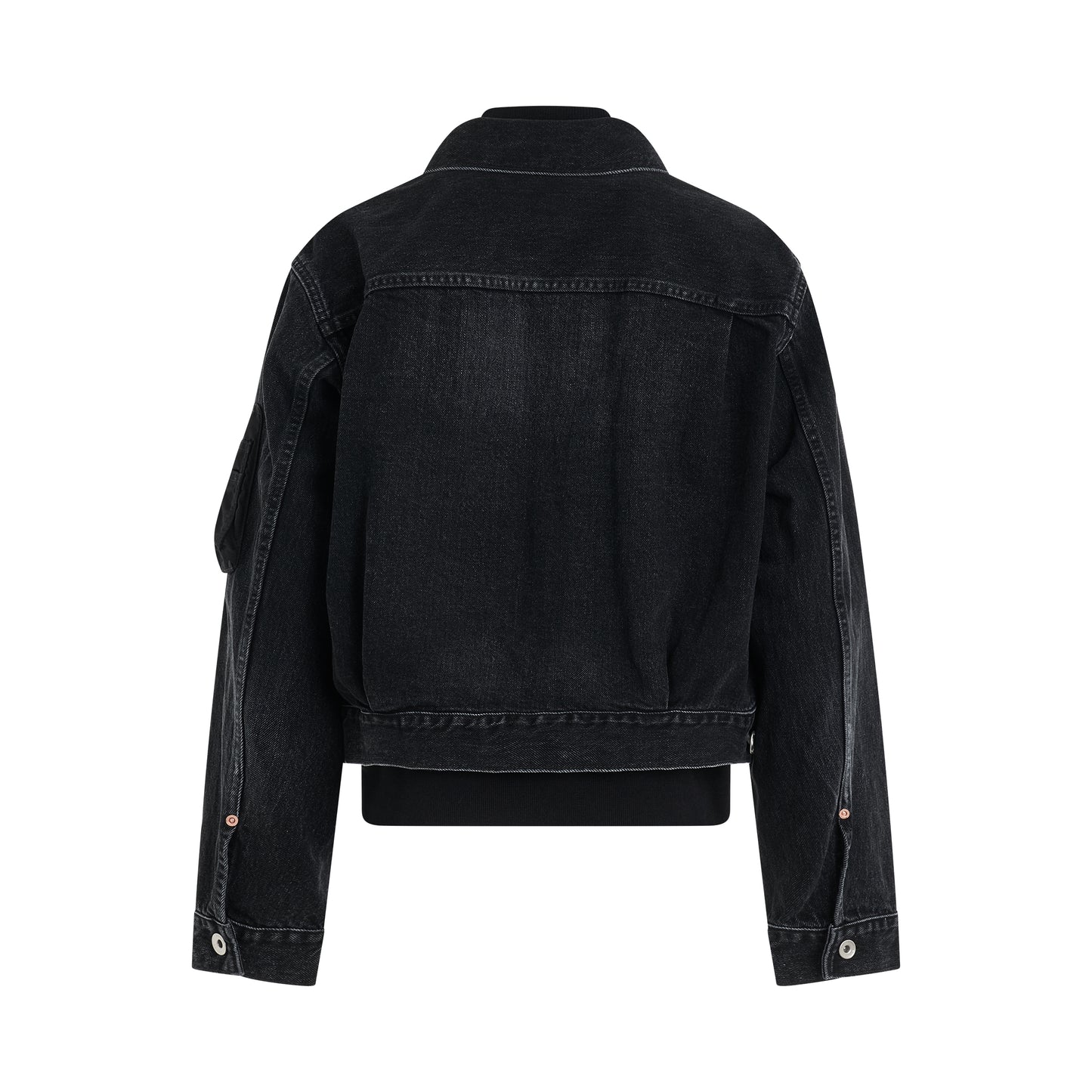 Denim Nylon Mix Blouson in Black