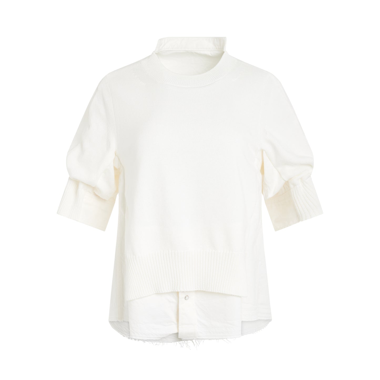 Denim x Knit Sweater in Off White