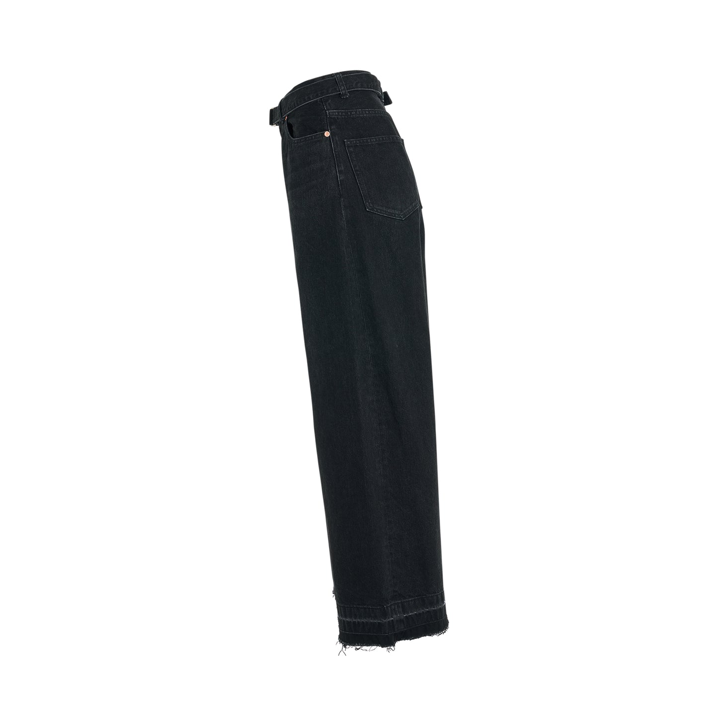 Raw Hem Denim Pants in Black