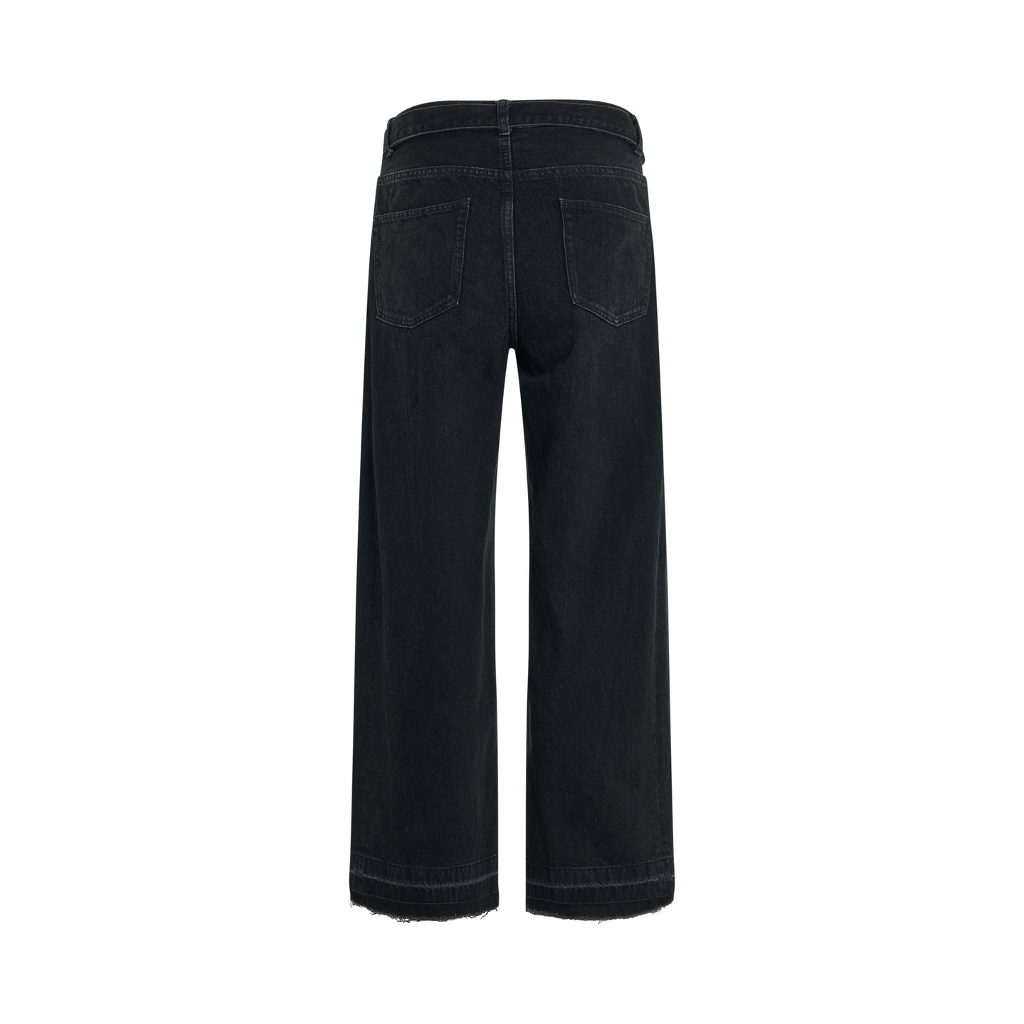 Raw Hem Denim Pants in Black