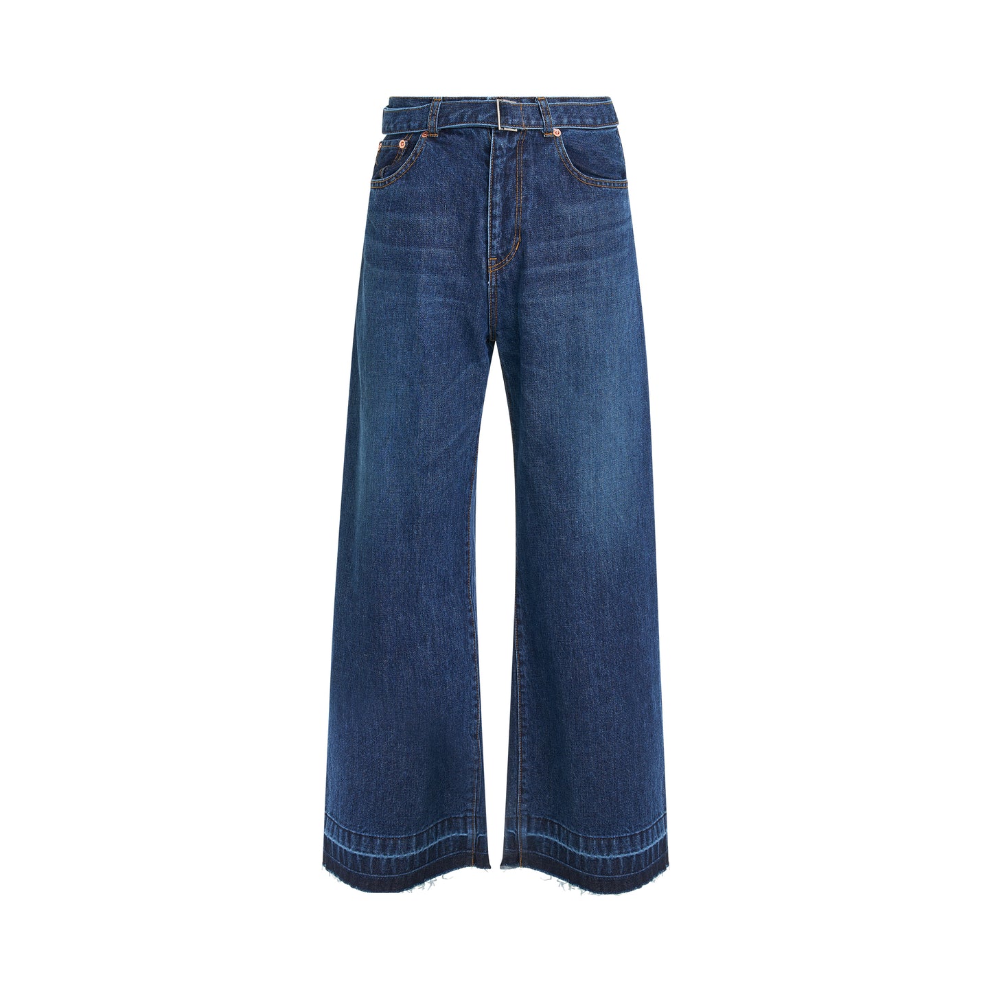 Raw Hem Denim Pants in Blue