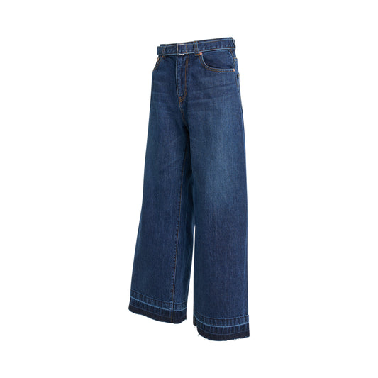 Raw Hem Denim Pants in Blue