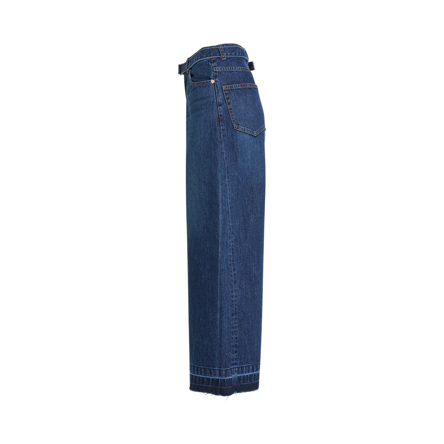 Raw Hem Denim Pants in Blue