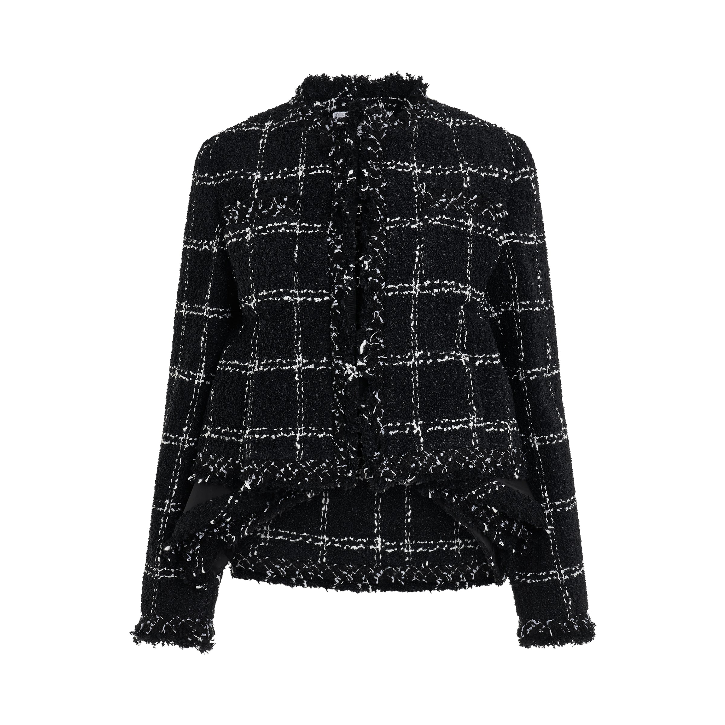 Ruched Tweed Jacket in Black