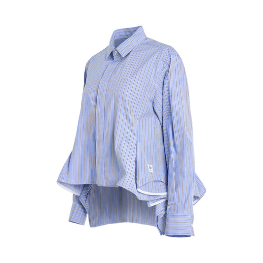 Rushed Thomas Mason Cotton Poplin Shirt in Light Blue Stripe