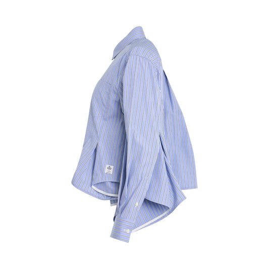 Rushed Thomas Mason Cotton Poplin Shirt in Light Blue Stripe