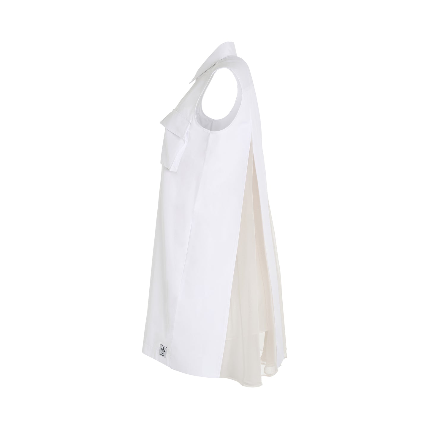 Sleeveless Thomas Mason Cotton Poplin Dress in Off White